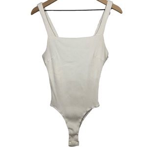 ✨HP✨ Princess Polly - Cream Ribbed Square Neck Bodysuit - Size US 12